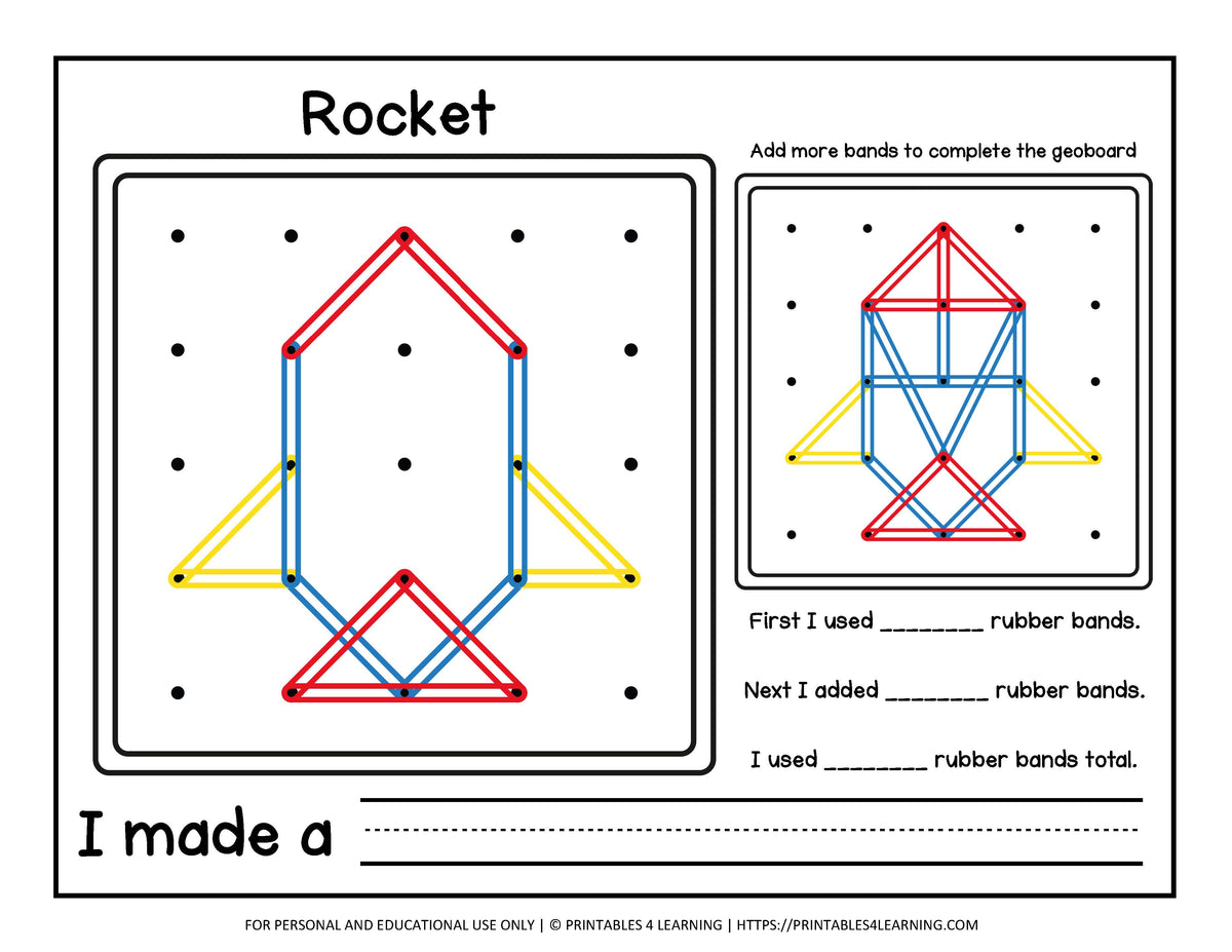Geoboard Activities Outer Space Patterns Packet Printables 4 Learning