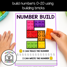 Load image into Gallery viewer, 0-20 Numbers Building Brick Worksheets and Flash Cards
