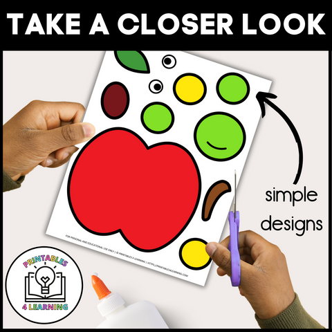 Apple Cut and Paste Craft with Visual Directions