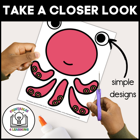 Octopus Cut and Paste Craft with Visual Directions