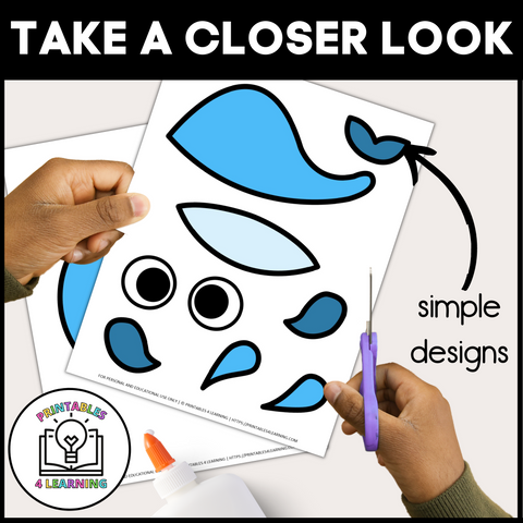 Whale Cut and Paste Craft with Visual Directions