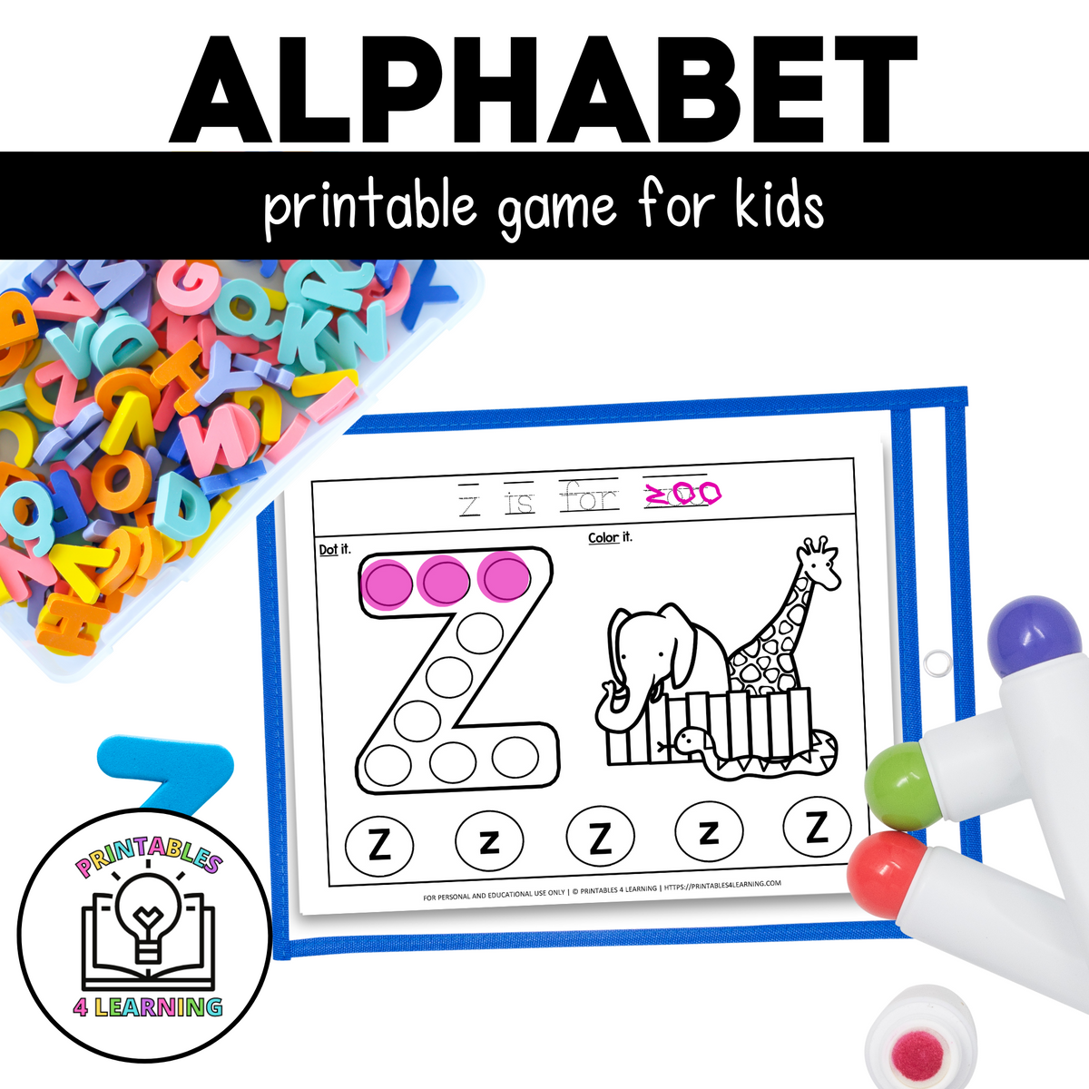 Alphabet Letters A to Z Dot Marker Worksheets – Printables 4 Learning
