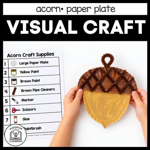 Acorn Paper Plate Craft with Visual Instructions
