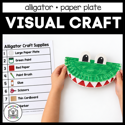Alligator Paper Plate Craft with Visual Instructions