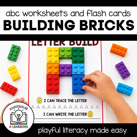 ABC Building Bricks Worksheets & Flash Cards