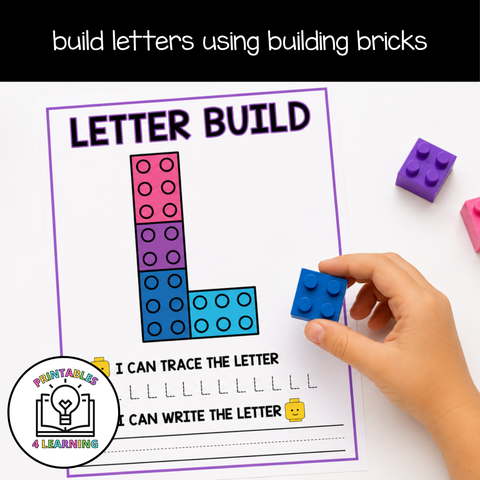 ABC Building Bricks Worksheets & Flash Cards