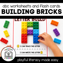 Load image into Gallery viewer, ABC Building Bricks Worksheets &amp; Flash Cards
