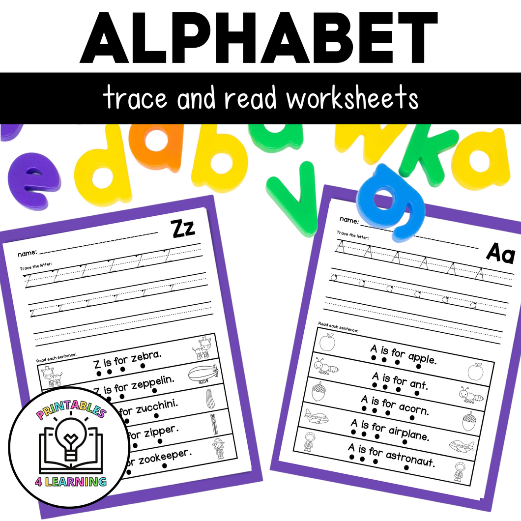 Alphabet Trace and Read Worksheets