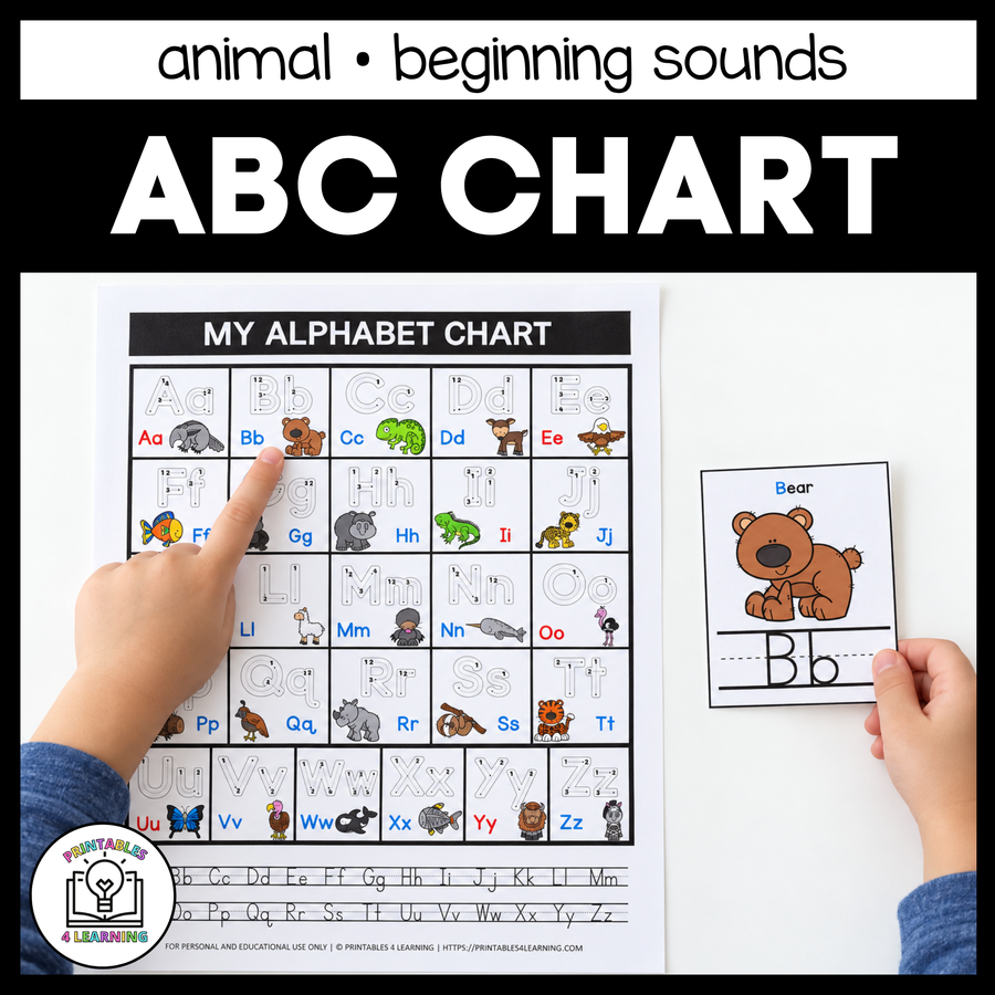 Animal ABC Chart with Flash Cards