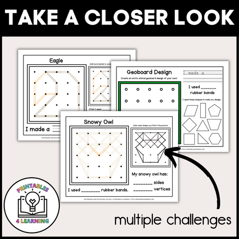 Arctic Animal Geoboards | Task Cards and Full Mat Geoboard Activities