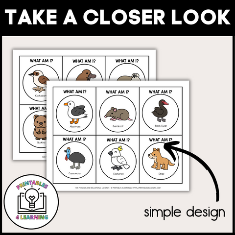 product image for the printable who am I headband game - australian animals that shows the simple design