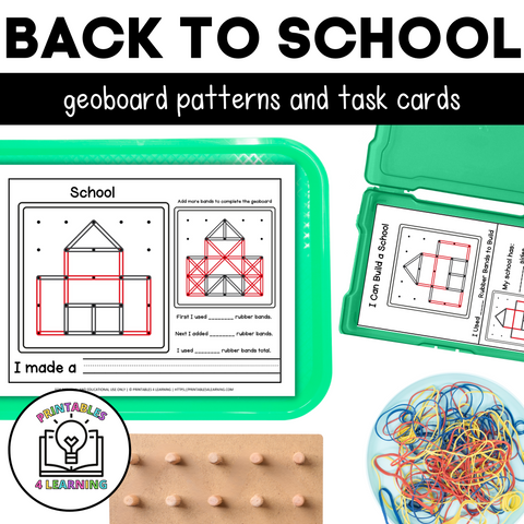 Back to School Geoboards | Task Cards and Full Mat Geoboard Activities