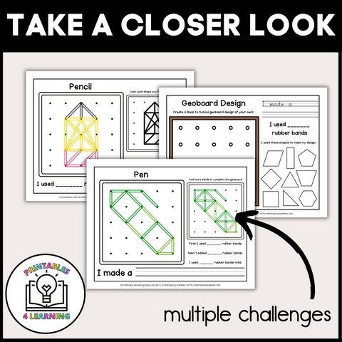 Back to School Geoboards | Task Cards and Full Mat Geoboard Activities