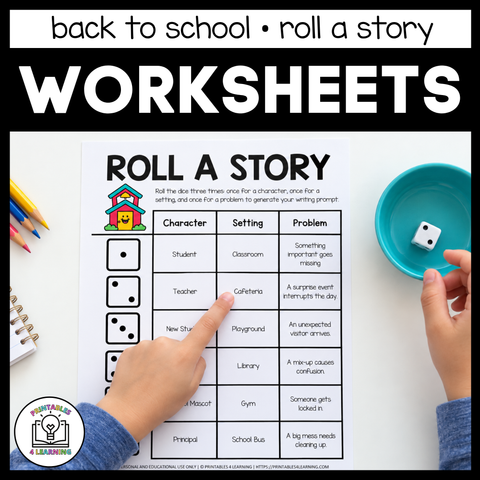 Back to School Editable Roll a Story Writing Prompts Pack