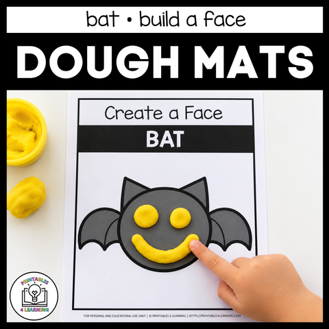 Halloween Bat Build-a-Face Playdough Mat with Emotion Cards