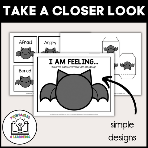 Bat Emotions Playdough Mats - Halloween SEL Activity & Emotion Playdough Mats