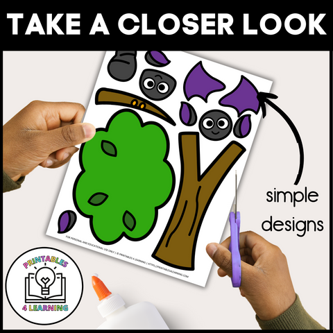 Halloween Bat Cut and Paste Craft with Visual Directions