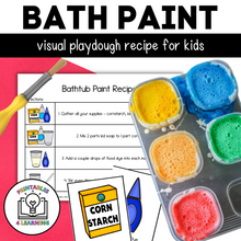 Load image into Gallery viewer, Image of the DIY Bathtub Paint Kit: &quot;DIY Bathtub Paint Visual Recipe Kit featuring colorful ingredient task cards and visual recipe.
