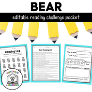 Editable Reading Log: Bear Books for Kids with Parent Handout