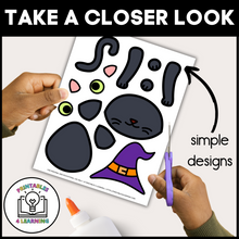 Load image into Gallery viewer, Black Cat Halloween Cut and Paste Craft with Visual Directions
