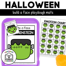 Load image into Gallery viewer, Halloween Build-a-Face Playdough Mats with Emotion Flashcards
