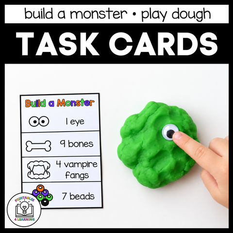 Build a Monster Play Dough Task Cards | Halloween Playdough Activity