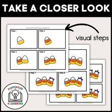 Load image into Gallery viewer, Halloween Candy Corn Cut and Paste Craft with Visual Directions
