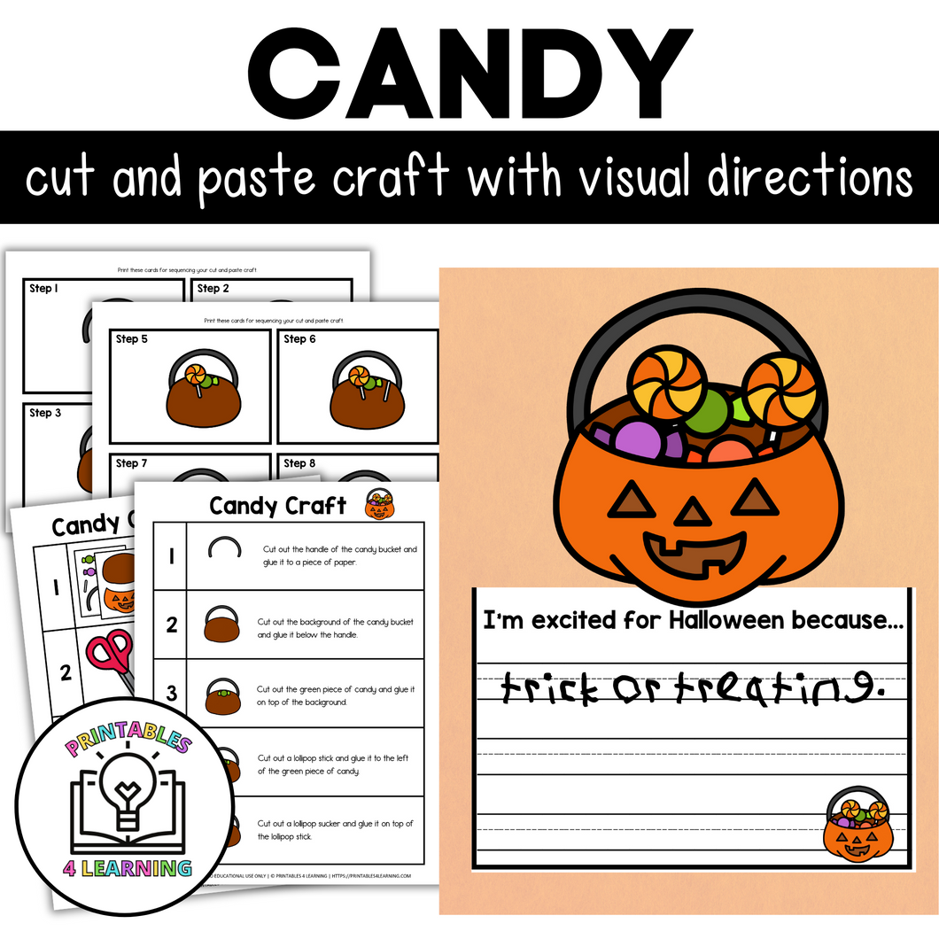 Halloween Candy Cut and Paste Craft with Visual Directions