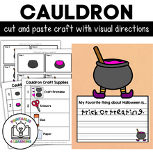 Load image into Gallery viewer, Halloween Cauldron Cut and Paste Craft with Visual Directions
