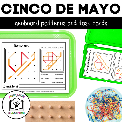 Cinco de Mayo Geoboards | Task Cards and Full Mat Geoboard Activities
