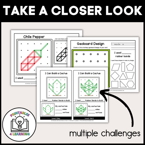 Cinco de Mayo Geoboards | Task Cards and Full Mat Geoboard Activities