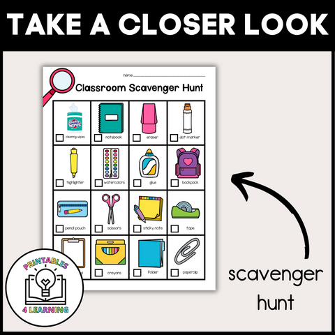 Classroom Scavenger Hunt Packet