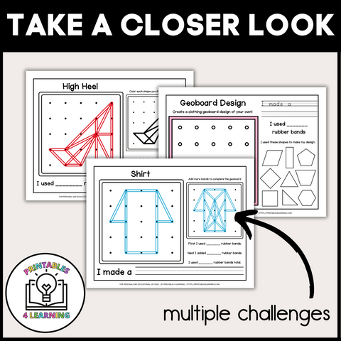 Clothing Geoboards | Task Cards and Full Mat Geoboard Activities
