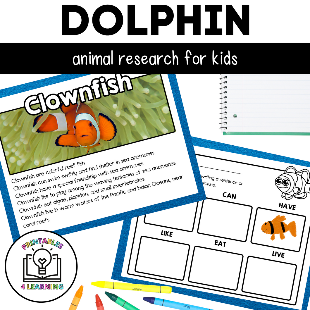 Clownfish Animal Study for Kids