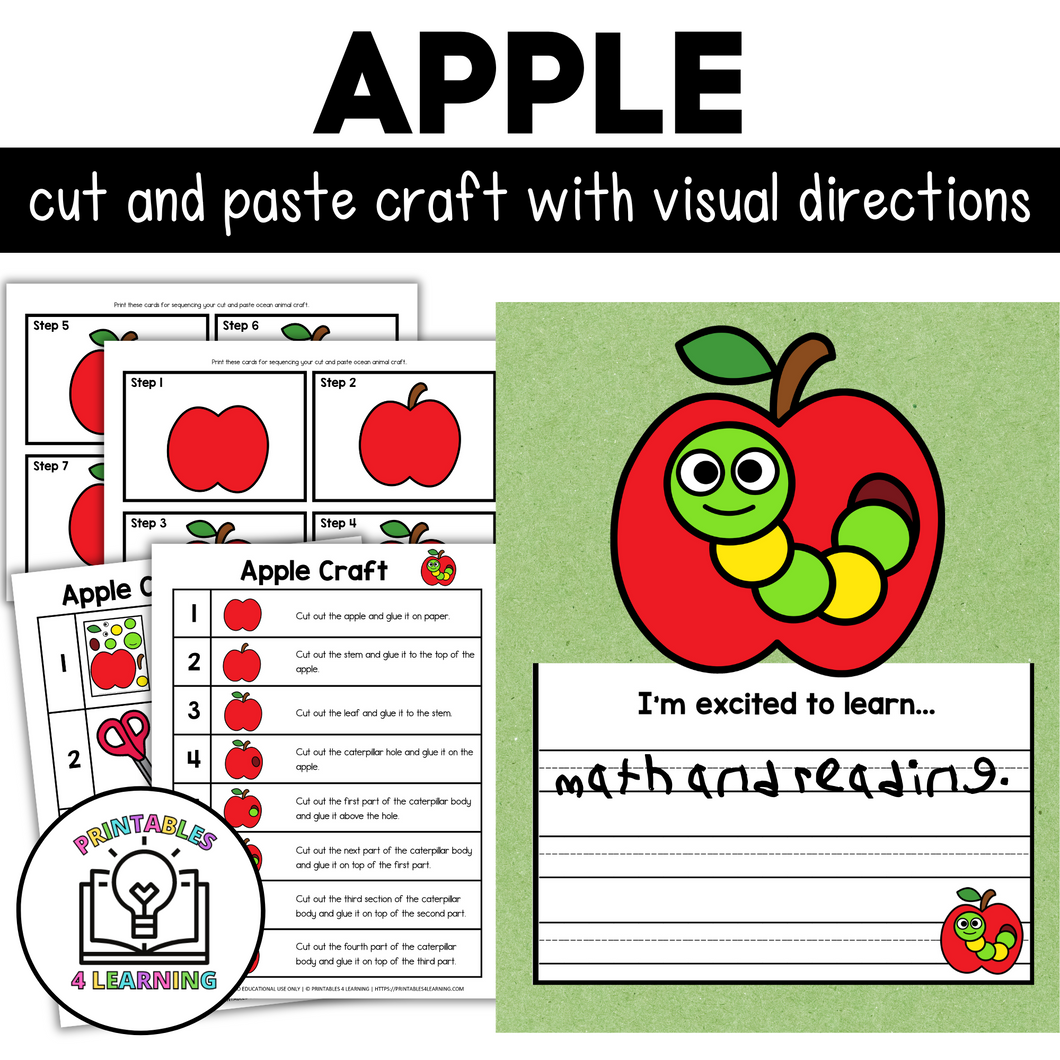 Apple Cut and Paste Craft with Visual Directions