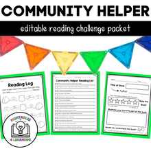 Load image into Gallery viewer, Editable Reading Log: Community Helper Books for Kids with Parent Handout
