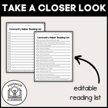 Load image into Gallery viewer, Editable Reading Log: Community Helper Books for Kids with Parent Handout
