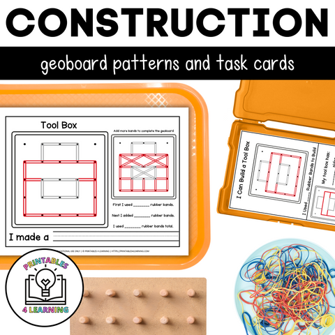 Construction Geoboards | Task Cards and Full Mat Geoboard Activities
