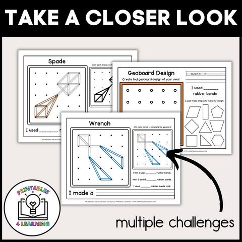 Construction Geoboards | Task Cards and Full Mat Geoboard Activities