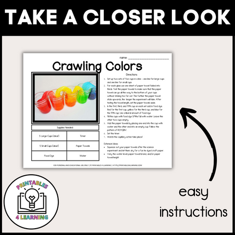 Crawling Colors Science Experiment: Capillary Action Color Mixing