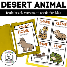 Load image into Gallery viewer, Desert Animal Movement Cards for Brain Break Activities
