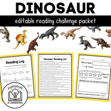 Load image into Gallery viewer, Editable Reading Log: Dinosaur Books for Kids with Parent Handout
