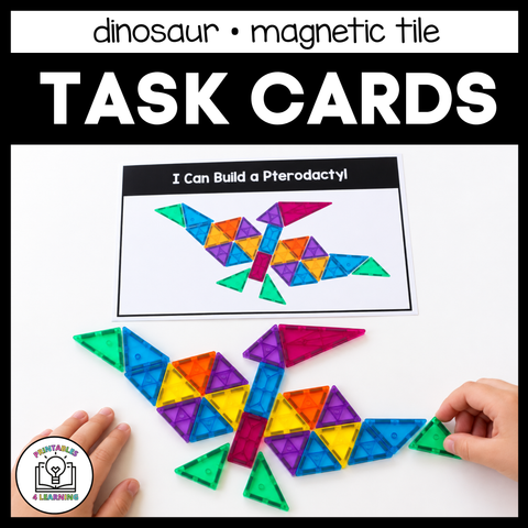 Dinosaur Magnetic Tile Task Cards