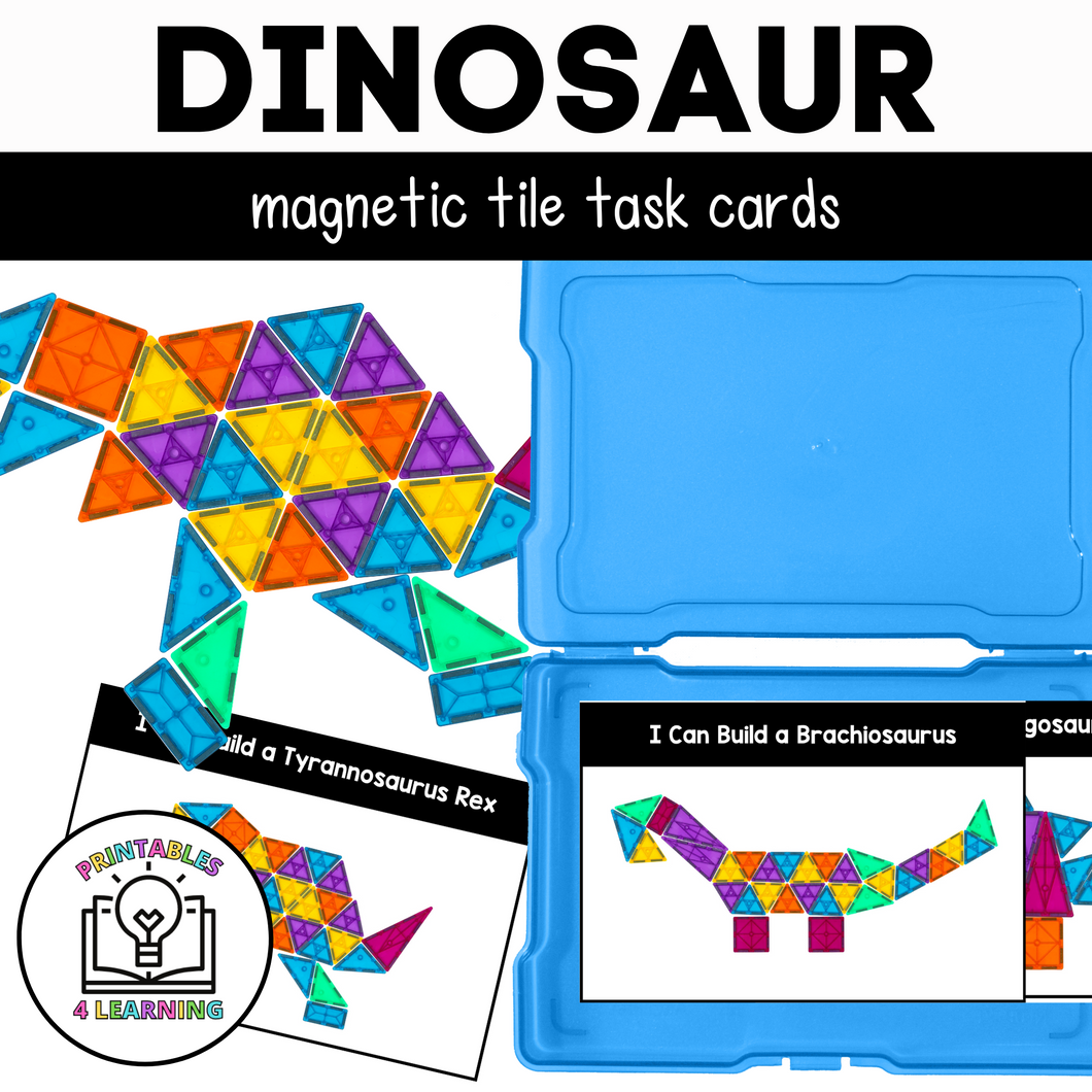 Dinosaur Magnetic Tile Task Cards