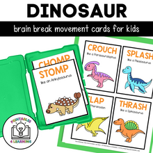 Load image into Gallery viewer, Dinosaur Movement Cards for Brain Break Activities
