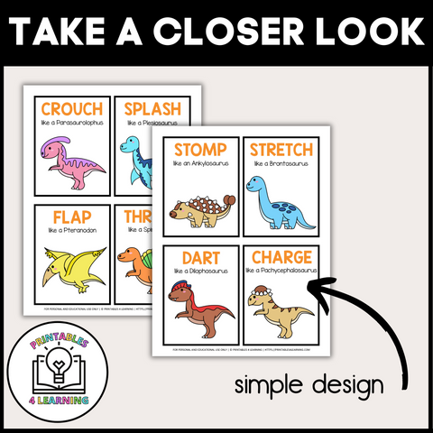Dinosaur Movement Cards for Brain Break Activities