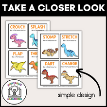 Load image into Gallery viewer, Dinosaur Movement Cards for Brain Break Activities
