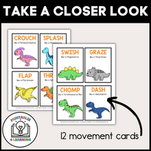 Load image into Gallery viewer, Dinosaur Movement Cards for Brain Break Activities
