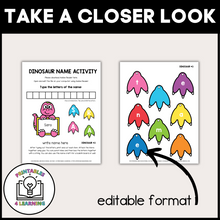 Load image into Gallery viewer, Editable Dinosaur Name Craft - Personalize, Print, Cut, and Paste
