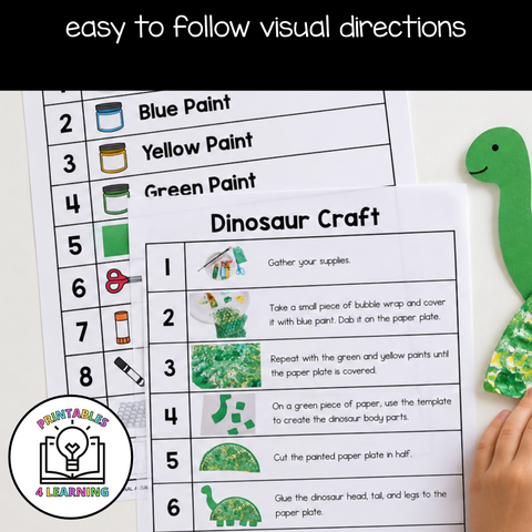 Dinosaur Paper Plate Craft with Visual Instructions